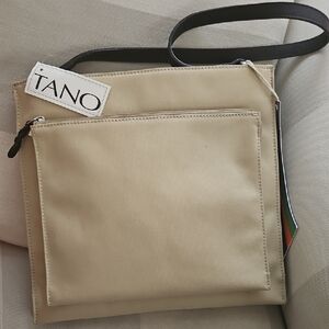 TANO Beige Canvas Shoulder Bag